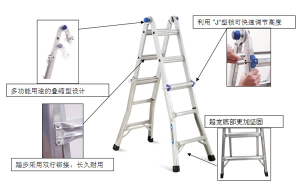 穩(wěn)耐 鋁合金伸縮式復(fù)合梯
